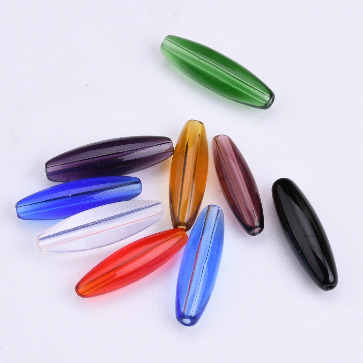Candle X - 20pcs รูปไข่หลอดรูปร่าง 22 มม.x 6 มม.แก้วคริสตัลเคลือบเงาลูกปัดแบบหลวมสําหรับเครื่องประดับทําหัตถกรรม