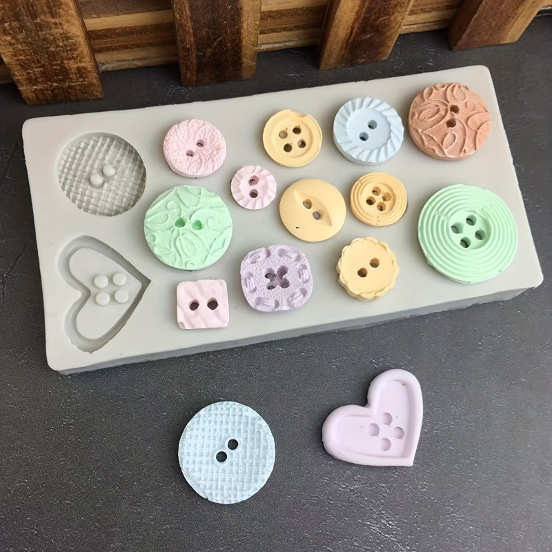 Candle Making Items - แม่พิมพ์ซิลิโคนรูปทรงกระดุม แม่พิมพ์ซิลิโคนสำหรับทำสบู่และเทียน อุปกรณ์ตกแต่ง