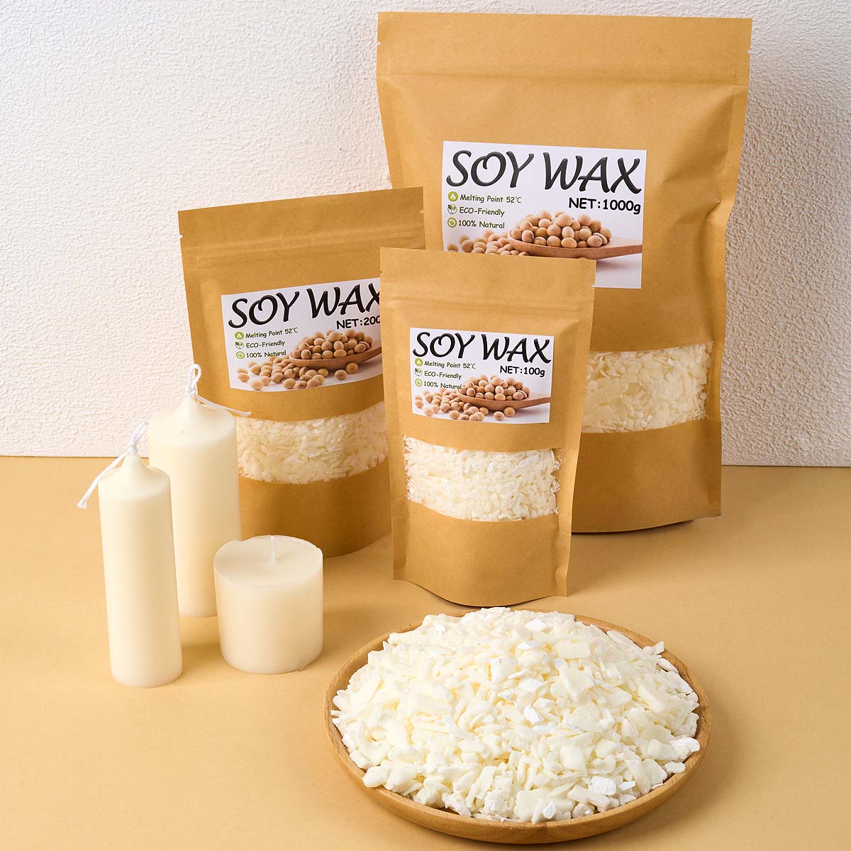 Candle Making Raw Material - 1 ปอนด์ขี้ผึ้งถั่วเหลืองสีขาวบริสุทธิ์สําหรับ DIY เทียนทําด้วยมือหัตถกรรม 100% สารเติมแต่งฟรีเทียนหอมวัตถุดิบทําชุดอุปกรณ์