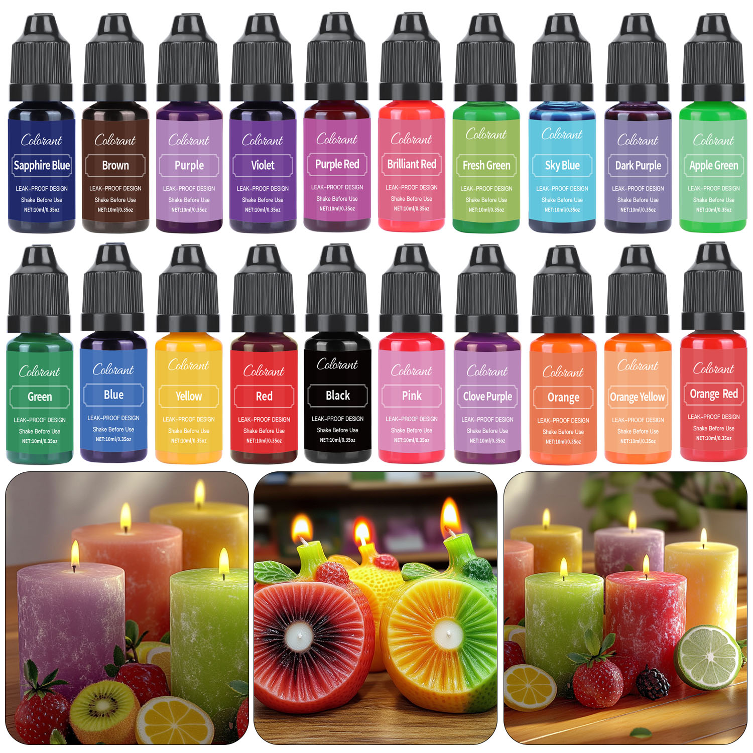 Candle Dye Chip - สีย้อมเทียนเหลวสำหรับทำเทียนขี้ผึ้งถั่วเหลืองสำหรับงานฝีมือเรซินเม็ดสีสบู่ไส้ฟอยล์สีทอง