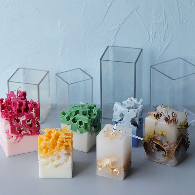 Candle Making Easy - 3D สแควร์สี่เหลี่ยมผืนผ้าคอลัมน์เทียนแม่พิมพ์เทียนทําด้วยมือทําแม่พิมพ์ DIY Cuboid อะคริลิคพลาสติกชุดแม่พิมพ์เทียนหล่อ
