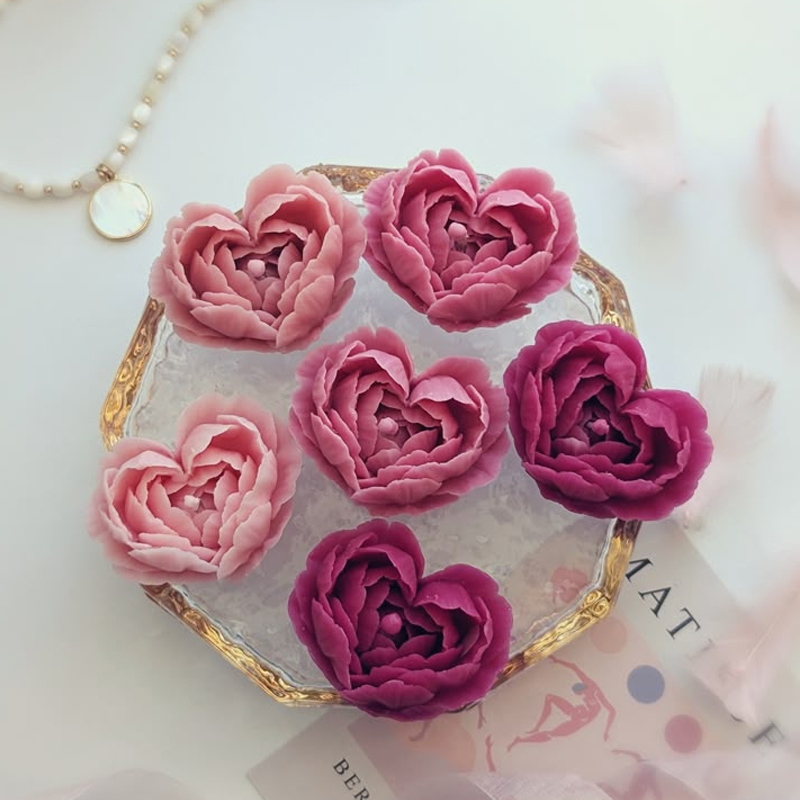 Candle Making Jelly - รูปหัวใจดอกไม้สบู่แฮนด์เมดอุปกรณ์ DIY รักดอกไม้เทียนแม่พิมพ์ AROMA พลาสเตอร์เรซินแม่พิมพ์ซิลิโคน