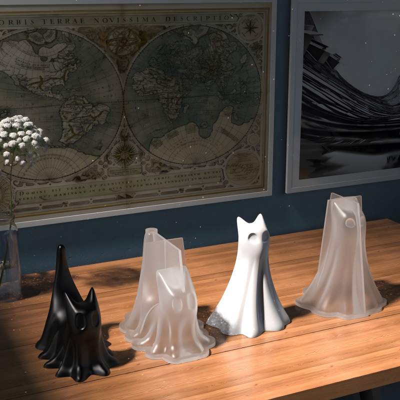 Ghost Cat ฮาโลวีนเดสก์ท็อปเครื - Candle Making Items บทวิจารณ์และราคา