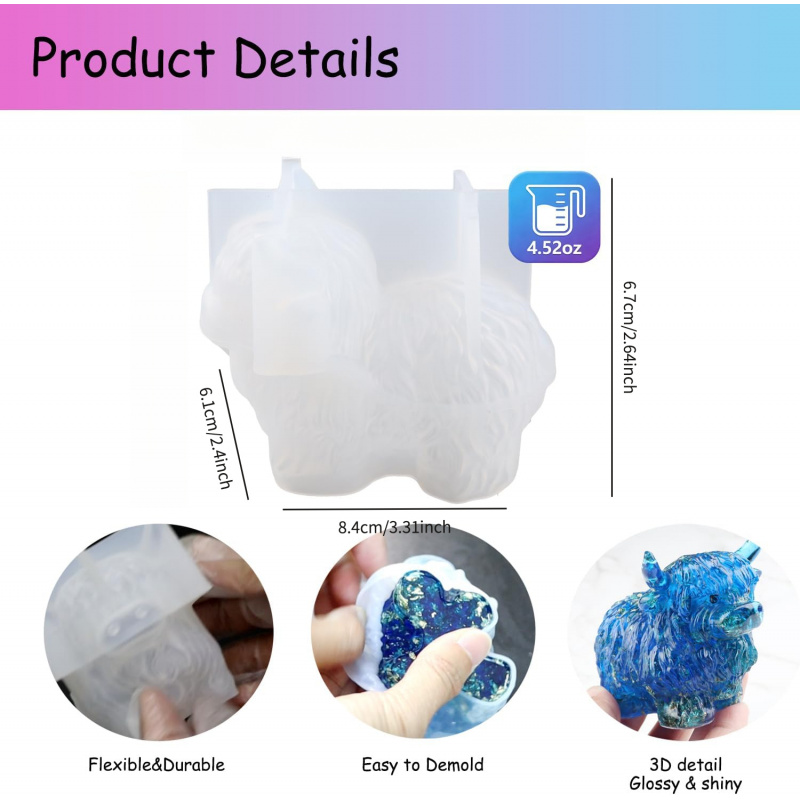 แม่พิมพ์ซิลิโคนรูปวัวไฮแลนด์ 1 - Candle Making Jelly บทวิจารณ์และราคา